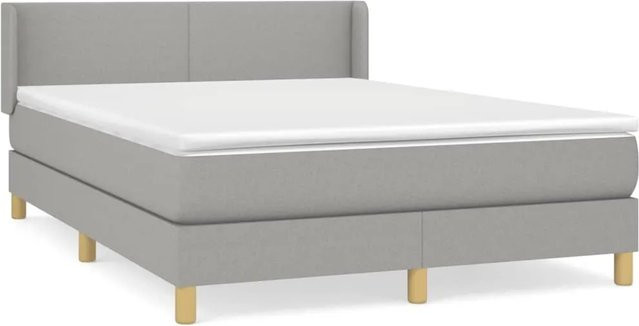 vidaXL Hybrid-Boxspringbett mit Matratze und Taschenfederkern in Hellgrau, B/T/H: 140 x 200 x 78 cm - Bild 1