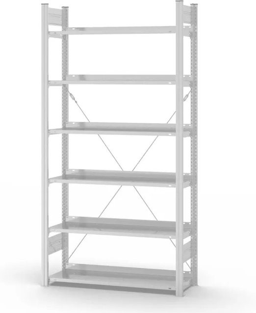 PROREGAL Aktenregal Stecksystem T-Profil in Lichtgrau mit 6 Ebenen, H x B x T: 200 x 100 x 30 cm - Bild 1
