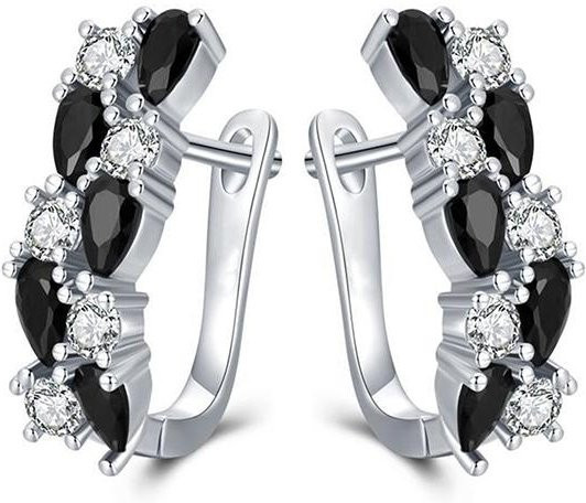 YIRAN Jewelry Creolen, Schwarz-Weiß, Zirkonia, Silber, Damen - Bild 1