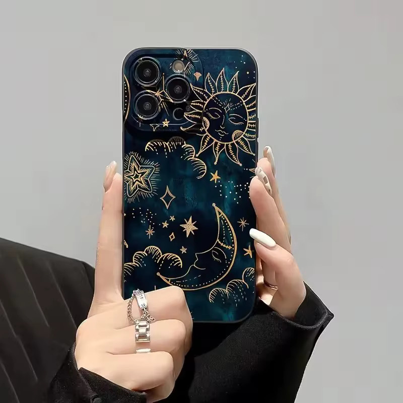 Handyhülle mit Mond-Sonnen-Design für Xiaomi Redmi Note und Pro Serie in Blau - Bild 4