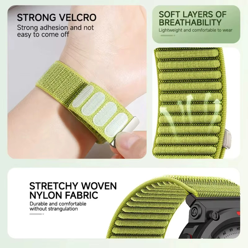 CAOWTAN Uhrenarmband Nylon, Schwarz, Amazfit T-Rex 3/2/Pro/Ultra - Bild 4