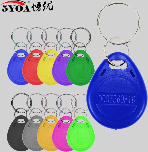 5YOA TK4100 RFID Schlüsselanhänger Set, 100 Stück bunte Proximity Keyfobs 125 KHz für Zugangskontrolle und Smart Card Anwendung - Bild 1