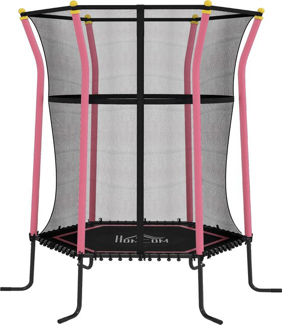 HOMCOM Kindertrampolin mit Sicherheitsnetz Rosa - Bild 1
