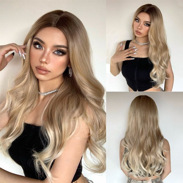EASIHAIR Perücke, blonde Ombre, gewellt, hitzebeständige Kunsthaarfaser - Bild 1