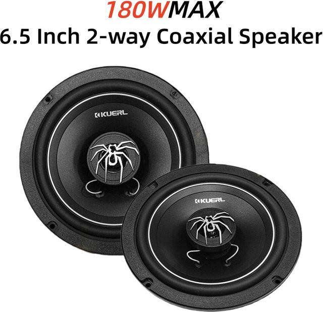 KUERL 6,5 Zoll 2-Wege-Koaxiallautsprecher Set, 180 W Hochleistung, Schwarz - Bild 1