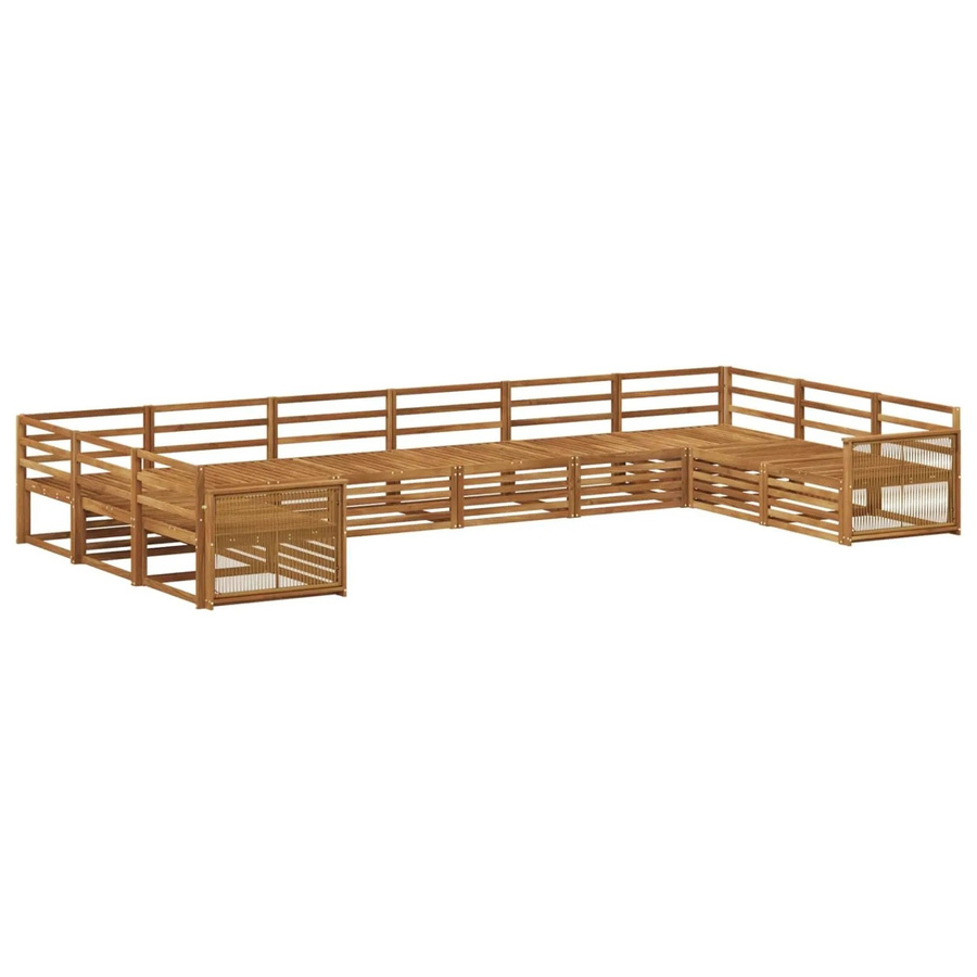 vidaXL Sofagarnituren aus Massivholz Akazie in Braun im 10er Set mit modernem Latten-Design - Bild 2