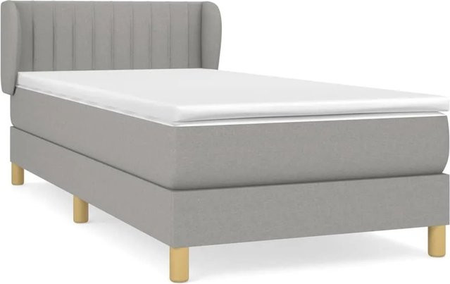 vidaXL Boxspringbett mit Matratze Hybrid-Design in Hellgrau, B/T/H: 90 x 200 x 88 cm - Bild 1
