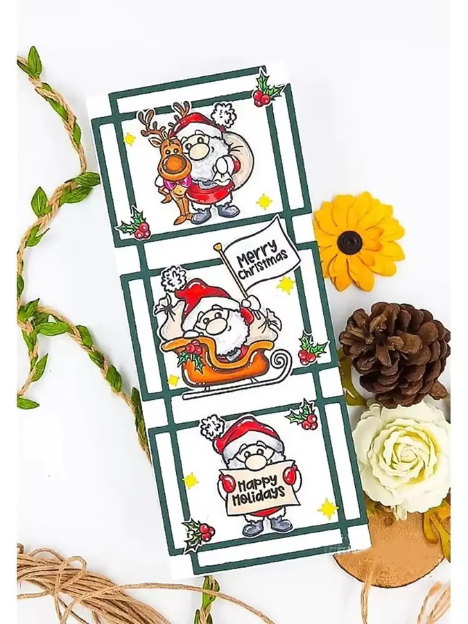 Transparente Stempel und Stanzformen mit Weihnachtszwergen und Winterpinguinen für DIY Scrapbooking, Fotoalben und Bastelarbeiten - Bild 3