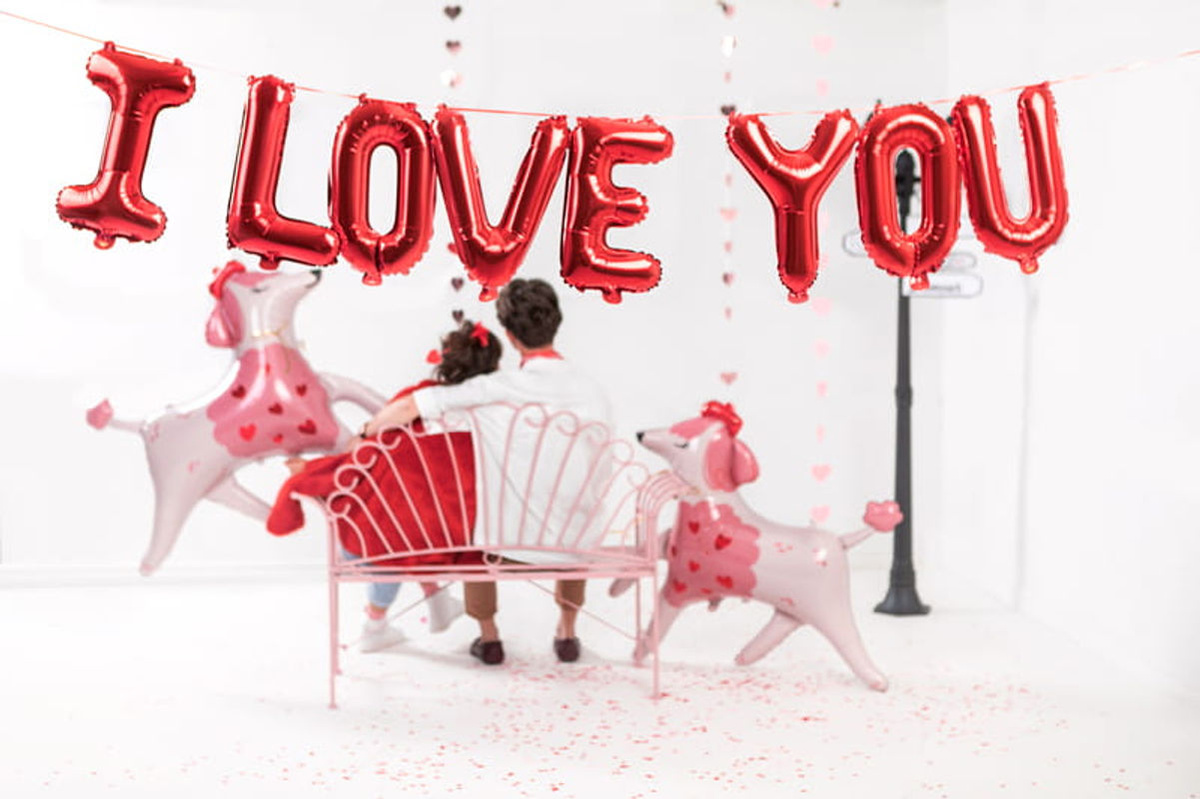 Partydeco Folienballon I Love You in Rot für Valentinstag, B: 260 cm, H: 40 cm - Bild 2