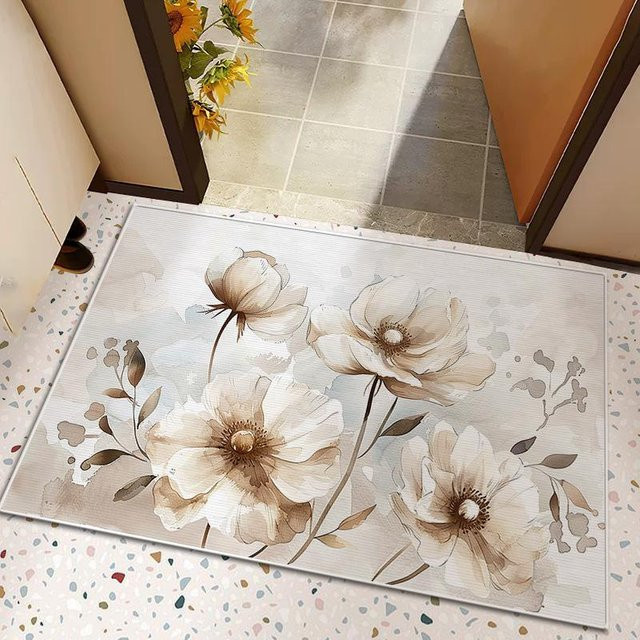 Waschbare Diatom-Mud Fußmatte für den Eingangsbereich, wasserdicht und rutschfest, Beige, B/T: 80 x 50 cm - Bild 1