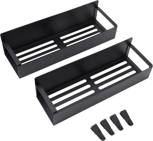 2er-Set Magnetisches Gewürzregal von CosyHome in Schwarz mit 4 abnehmbaren Haken aus Metall