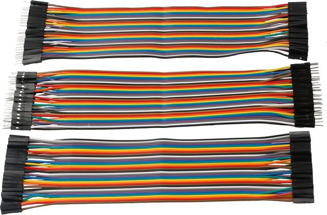 40er Set Dupont Jumper Kabel Kit mit 40-Pin Steckern und Buchsen für Breadboards in Multicolor, Längen: 10 cm, 15 cm und 20 cm - Bild 1