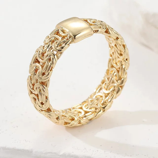 YoYo Kettenring, kubanischer Curb-Link-Stil, goldfarben, Unisex - Bild 1
