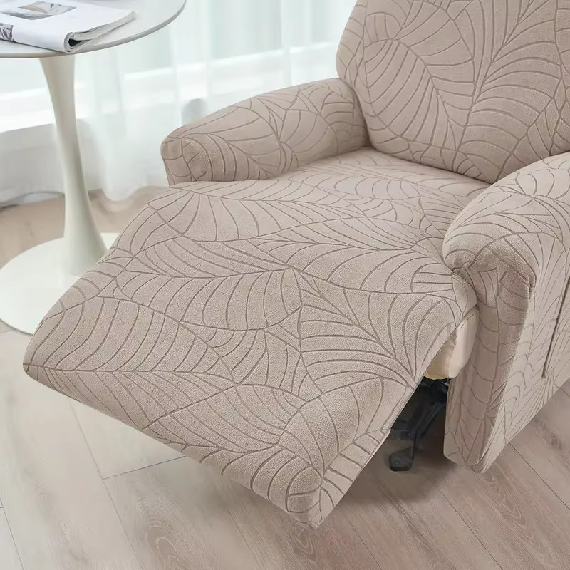 4-teiliges Yupartex Jacquard-Sofabezug-Set für Relaxsessel, elastisch und rutschfest, waschbar, Grau und Beige - Bild 3