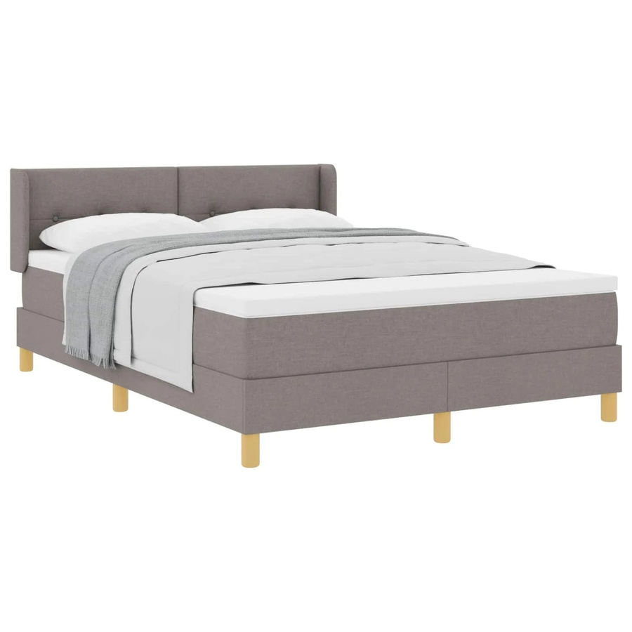 vidaXL Boxspringbett mit Matratze in Taupe und Grau aus Stoff und Kiefer, B/T/H: 163 x 160 x 203 cm - Bild 2