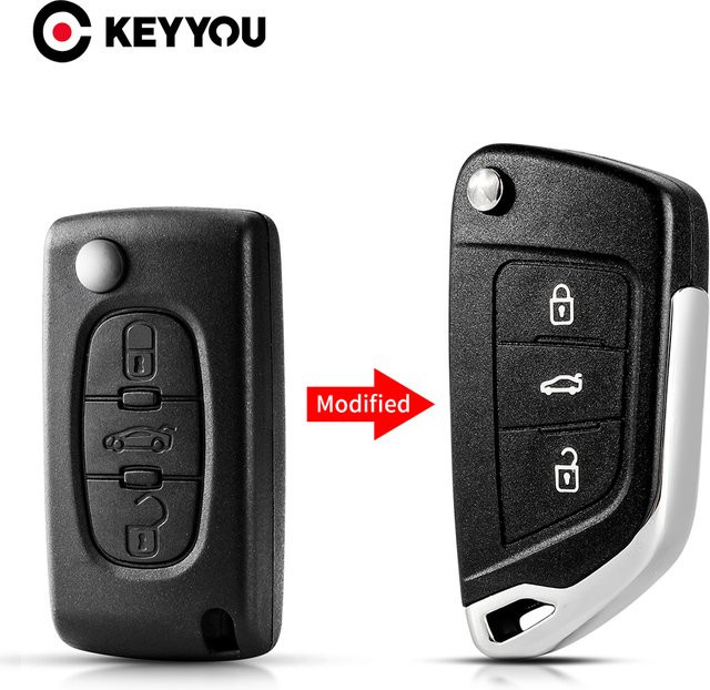 KEYYOU 10er Set Ersatzschlüssel für Citroen C2 C3 C4 C5 C6 und Peugeot 107 207 307 308 407 408 508 Partner in Schwarz - Bild 1