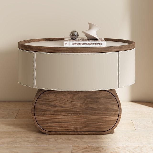 DELEVEN Nachttisch in Beige im modernen nordischen Design aus Holz - Bild 1