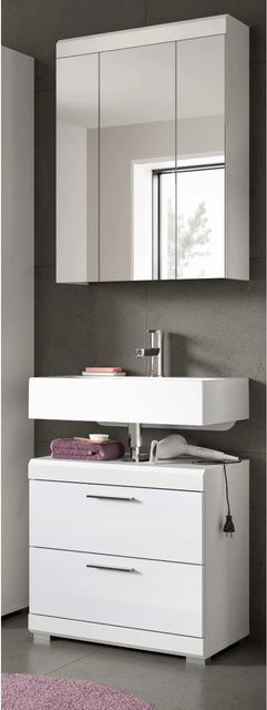 Inn.Furn Badmöbel Set Shawn 2-teilig in Weiß Hochglanz mit LED-Beleuchtung, Breite: 60 cm - Bild 1