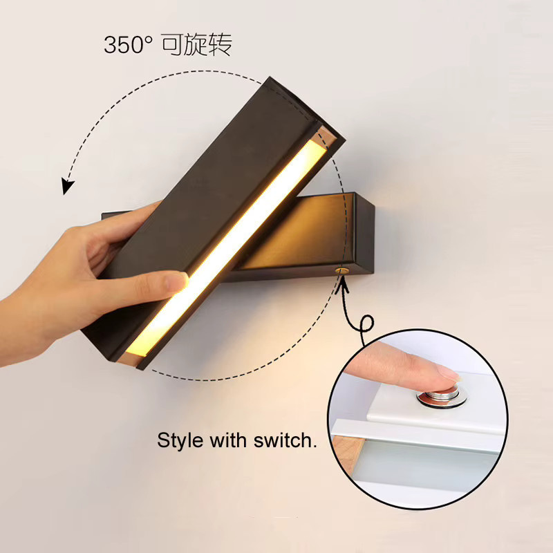 Vecli LED Wandlampe aus Massivholz und Metall in Schwarz mit einstellbarer Beleuchtung im Nordic Design für Wohnzimmer, Schlafzimmer oder Home Office - Bild 2