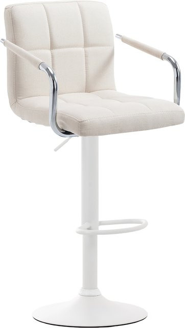 TPFLiving Barhocker Luca mit Armlehnen, Gestell weiß, Stoff Creme/Beige, drehbar 360 Grad - Bild 1