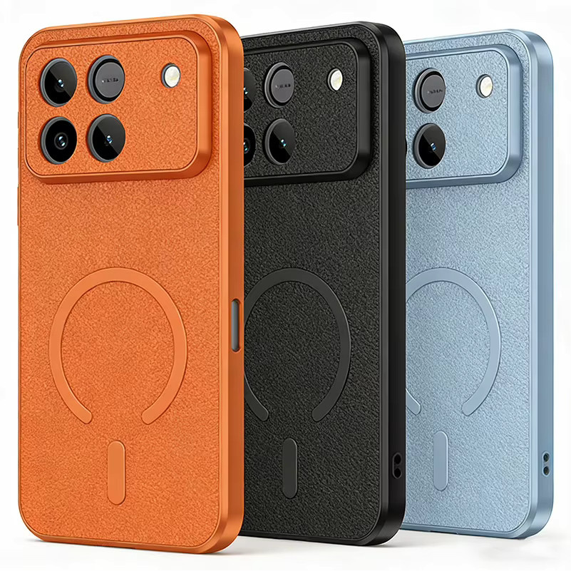 Einfarbiges Ziegenleder Magnetring-Etui für Honor Win Win RT 500 500Pro X70 Power2 mit Vollkörper-Objektivschutz in Schwarz oder Orange - Bild 2