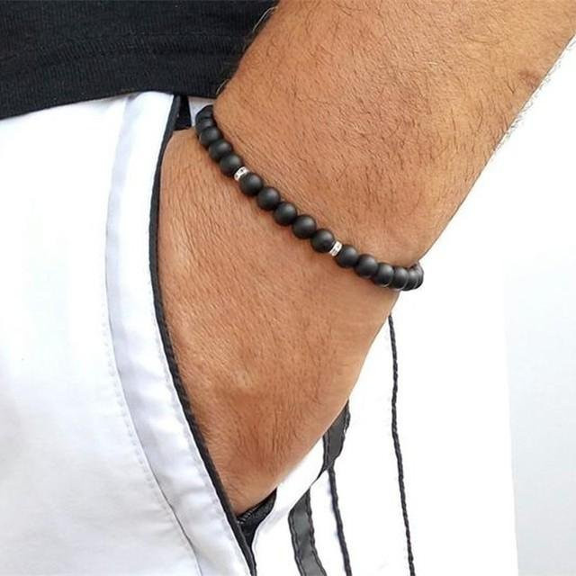 Wucifang Jewelry Armband, Messing, Perle, Stein, Schwarz, Herren - Bild 1
