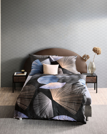 Kaeppel Mako-Satin Bettwäsche Koya Schwarz mit Bettbezug 155 x 220 cm und Kissenbezug 80 x 80 cm