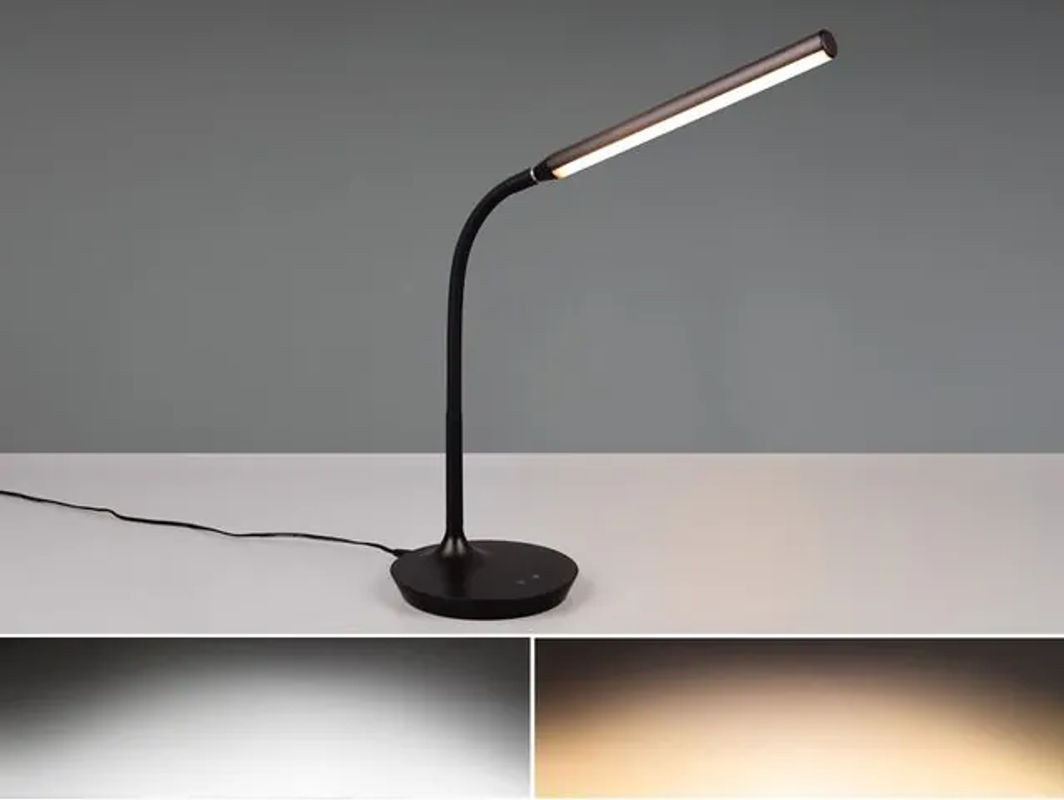 Reality Leuchten LED Schreibtischleuchte Toro Schwarz, dimmbar und mit einstellbarer Lichtfarbe, moderne Tischlampe aus Kunststoff, Höhe: 38 cm - Bild 1