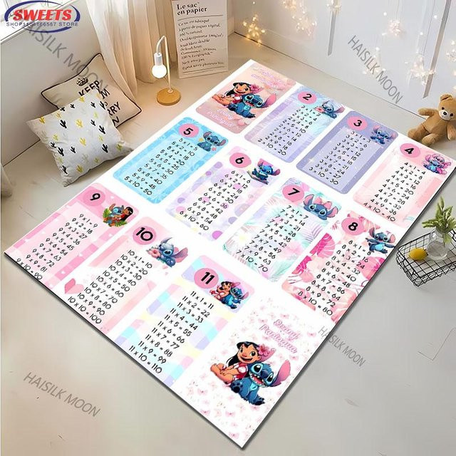 Miniso Einmaleins Mathe-Kinderteppich für Wohnzimmer, Schlafzimmer und Kinderzimmer, Mehrfarbig, B: 120 cm, T: 160 cm - Bild 1