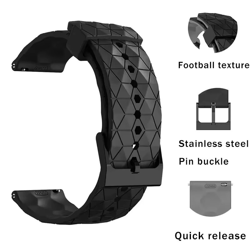 CAOWTAN Uhrenarmband Silikon, Schwarz, Unisex, 22mm - Bild 2