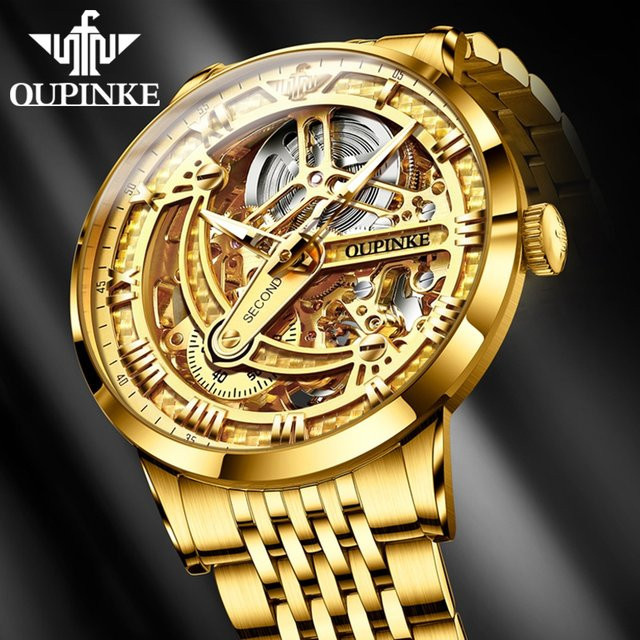 OUPINKE Armbanduhr, Automatik, Edelstahl, Gold, Herren - Bild 1