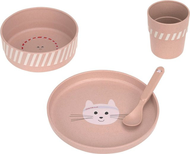 Lässig 4-tlg. Geschirrset Tiny Team Cat in Pink für Kinder - Bild 1