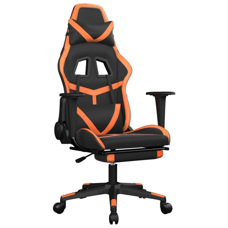 vidaXL Gaming-Stuhl Modell 4 in Schwarz und Orange aus Kunstleder mit Fußstütze und Kopfstütze - Bild 2