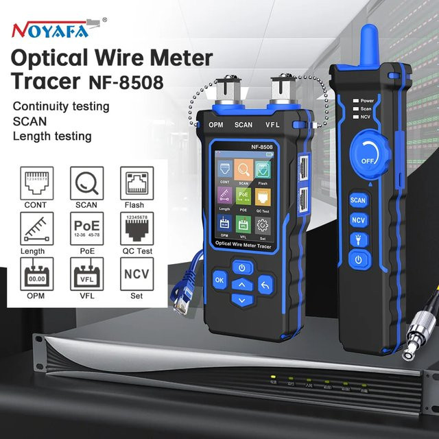 Noyafa NF-8508 Netzwerkkabeltester mit optischem Leistungsmesser, LCD Digital Line Finder und PoE LAN Tester für Ethernet-Netzwerke - Bild 1