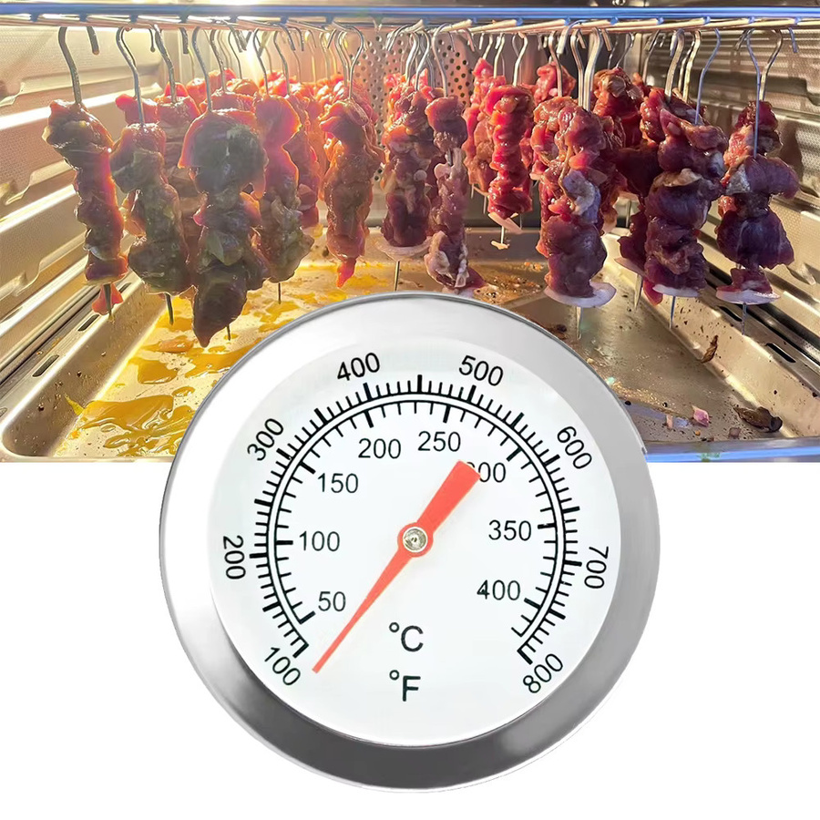 MEFORU Pizza-Ofenthermometer aus Metall in Silber, rundes Grillthermometer für BBQ und Smoker mit Temperaturanzeige von 0–400 ℃ - Bild 4