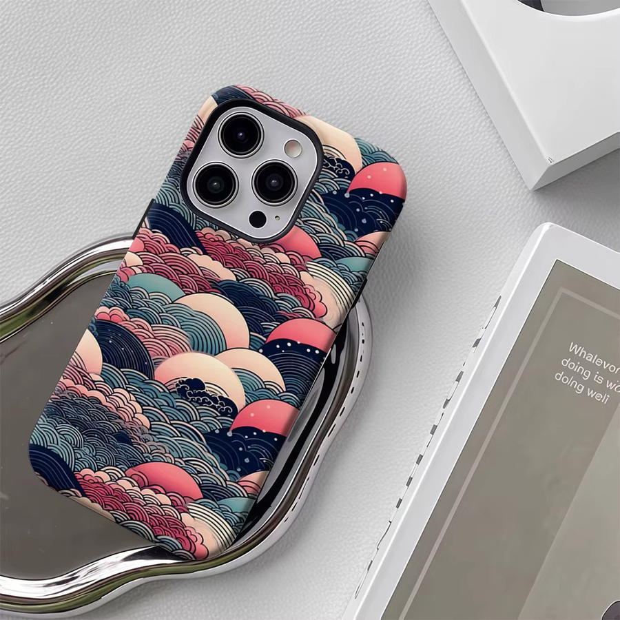 Handyhülle Oriental Wave Pattern für iPhone 11 bis iPhone 17 Pro Max Plus mit doppelschichtiger Rückseite in Multicolour - Bild 5