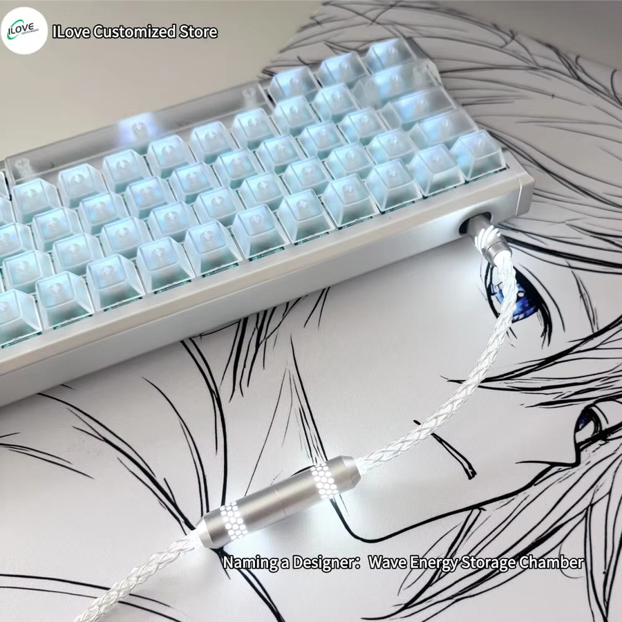 8K-Tastaturkabel mit magnetischer Achse aus Einzelkristall-Kupfer und 8-strängigem Geflecht in Silber - Bild 2