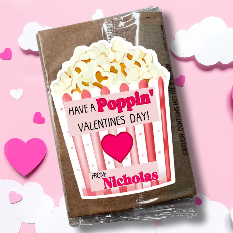 Personalisierbare Popcorn-Aufkleber von joy-enlife für den Valentinstag und Hochzeiten, mehrfarbig aus Papier - Bild 3