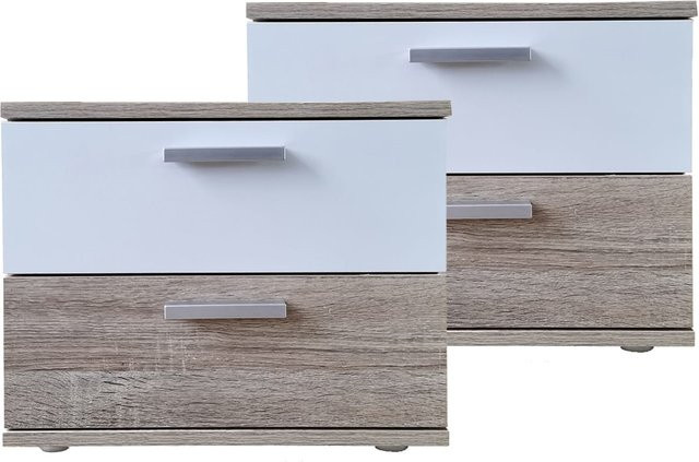 HTI-Living Nachtschrank 2er Set Sonoma Weiß für Schlafzimmer, Kinderzimmer und Gästezimmer - Bild 1