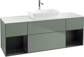 V&B Waschtischunterschrank Finion mit Wandbeleuchtung in Blau lackiert, Breite: 160 cm - Bild 1