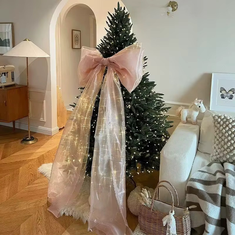 Navida Organza-Schleife als Weihnachtsanhänger für Weihnachtsbaum und Party-Dekoration in Weiß und Pink - Bild 3