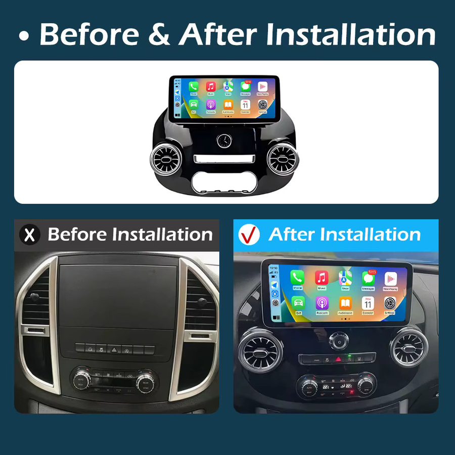 KJ-NAVI Android Multimedia Radio Player mit 12,3 Zoll Display für Mercedes Benz Vito W447 (2014–2022), Wireless Carplay und Wi-Fi, Schwarz - Bild 5