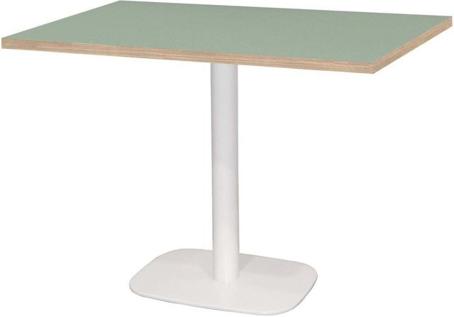 RestooTab Tisch Round Gestell weiß rechteckig mit MDF-Laminat in Hellgrün und Braun B/T/H: 120 x 70 x 75 cm - Bild 1