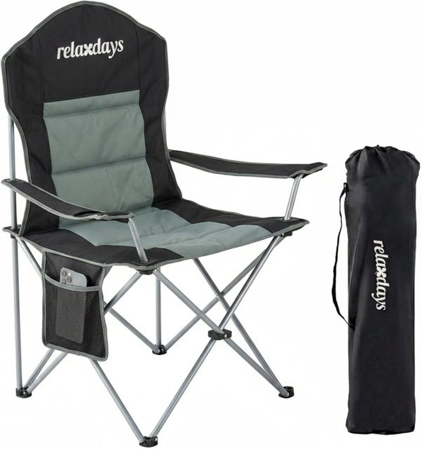 Relaxdays Campingstuhl aus Stahl in Schwarz mit Armlehnen, faltbar, H x B x T: 108 x 61 x 86 cm - Bild 1
