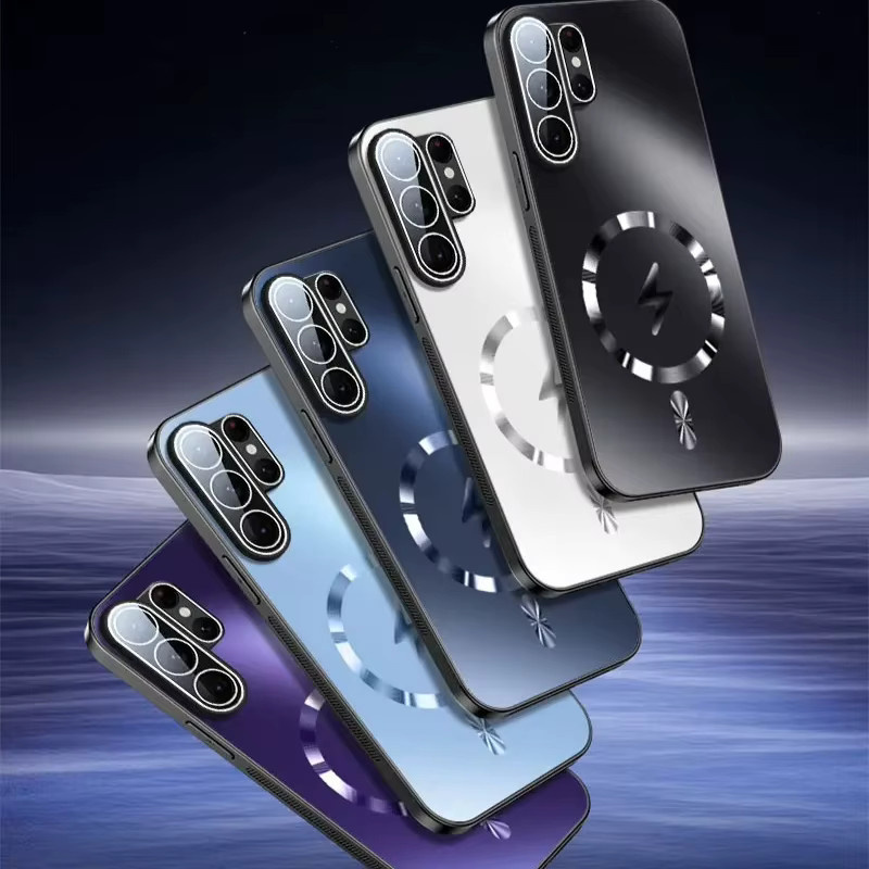 AG Matte Glaslinsen-Schutzhülle mit Magnetverschluss für Samsung S26+ S25 S24 Ultra A57 in Weiß, kompatibel mit MagSafe kabelloser Aufladung - Bild 3