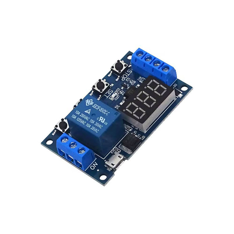HZWDONE Programmierbares Timer-Relaismodul DC 6-30V mit LED-Anzeige und Micro-USB, Blau - Bild 2