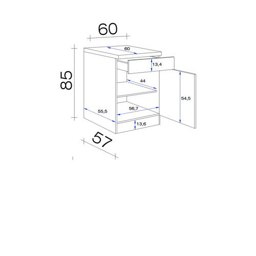 Flex-Well Küchenunterschrank Nano Buche Nachbildung Braun B: 60 cm, H: 85 cm, T: 26,9 cm - Bild 3