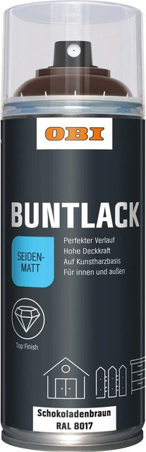 OBI Buntlack Spray RAL 8017 Schokobraun seidenmatt für Holz, 400 ml - Bild 1