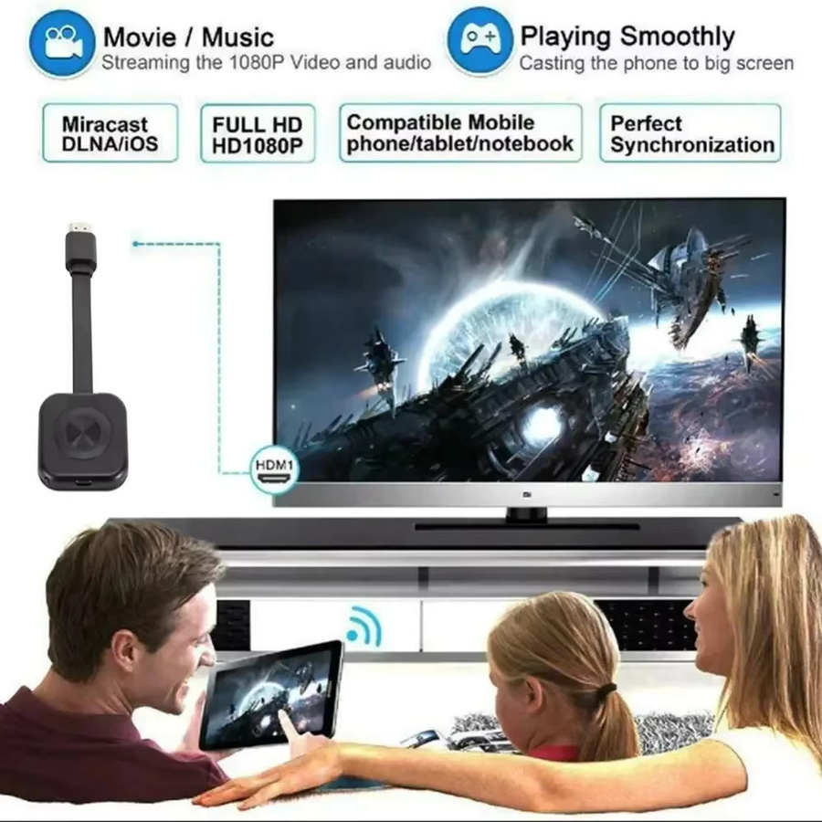XIKCU Wireless Display Adapter Full HD 1080P HDMI Screen Cast Dongle für iPhone und Android in Schwarz - Bild 3