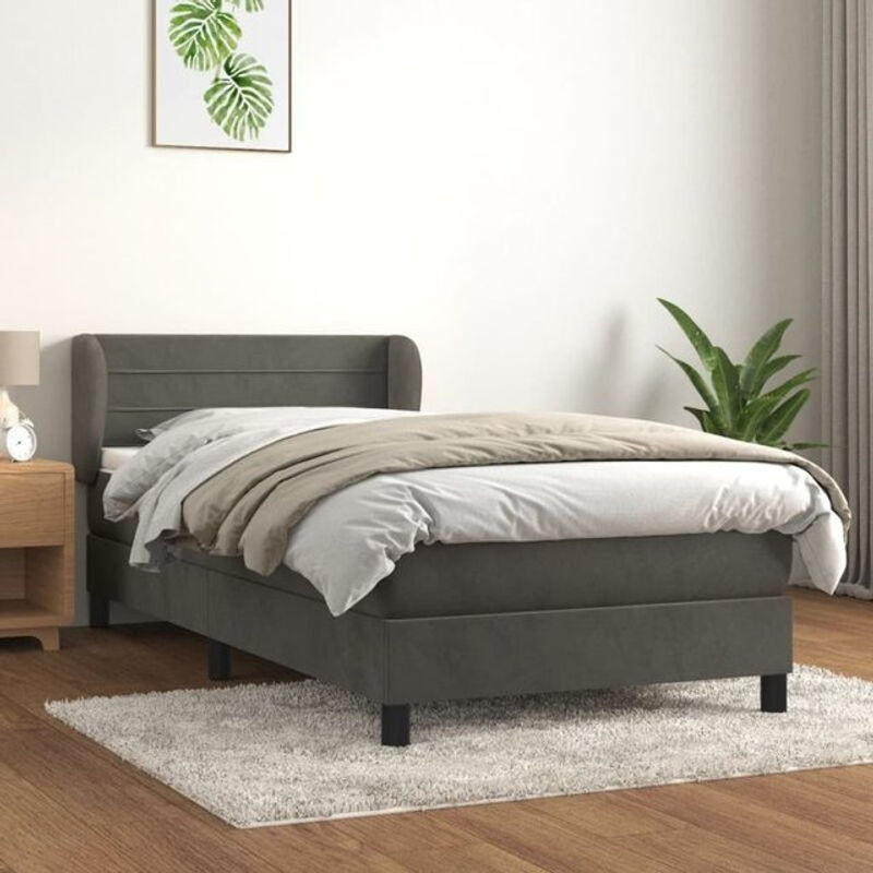 Vidaxl Boxspringbett mit Matratze aus Samt in Anthrazit, B/T/H: 200 x 100 x 78 cm - Bild 1